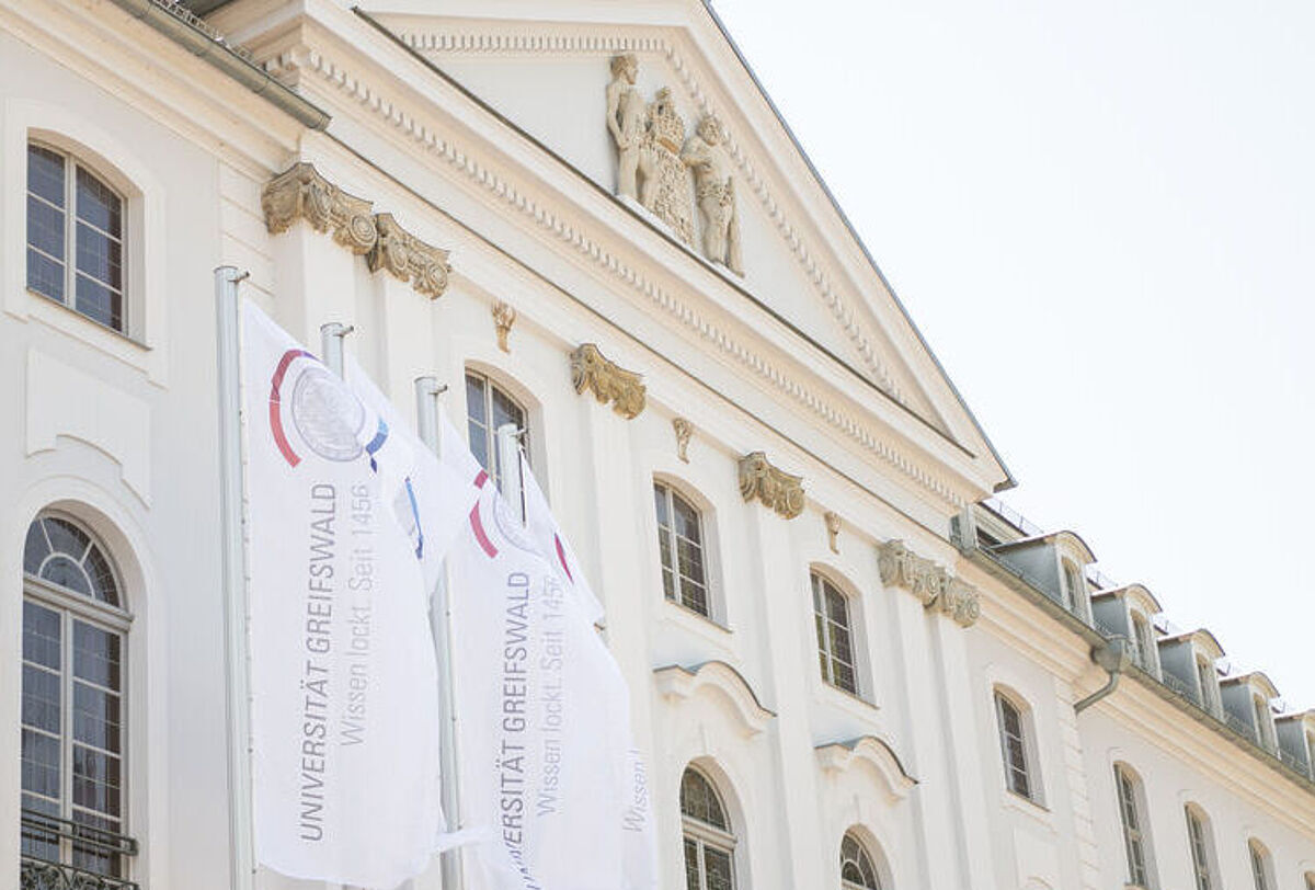 Flags in front of the University Main Building, © Patrick Geßner,  2021