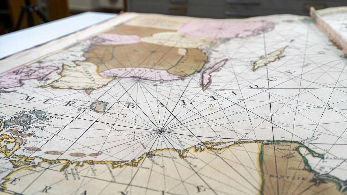 The Baltic Sea on an old nautical chart