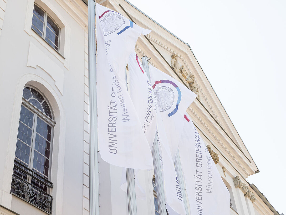 Fahnen vor dem Hauptgebäude